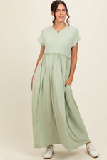 PinkBlush Light Olive Ruffle Trim Maxi Dress