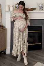 PinkBlush Light Olive Smocked Handkerchief Hem Maternity Dress - 