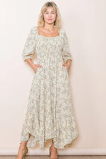 PinkBlush Light Olive Smocked Handkerchief Hem Maternity Dress - 