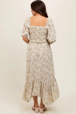 PinkBlush Light Olive Smocked Handkerchief Hem Maternity Dress - 