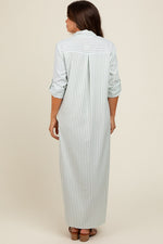 PinkBlush Light Olive Striped Button Down Maternity Maxi DressEveretts Place