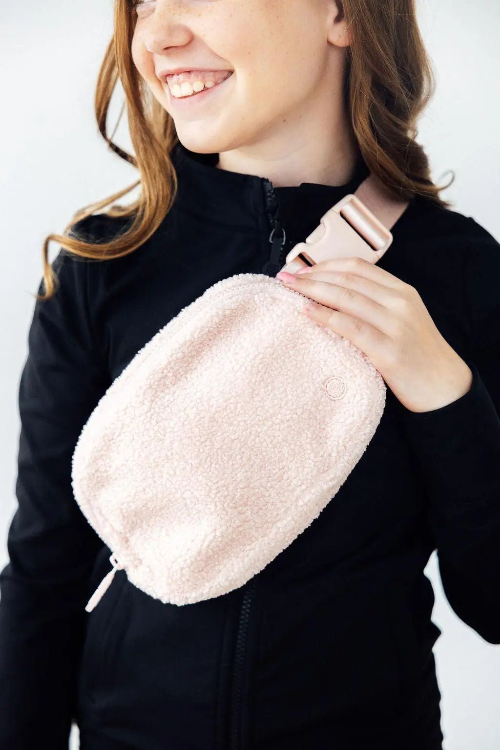 Light Pink Fleece Belt Bag - Fur, Wool, Winter, Woolen | Everetts Place