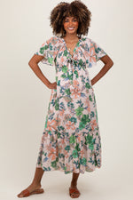 PinkBlush Light Pink Floral Print Woven Maternity Midi Dress