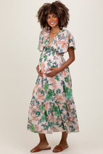 PinkBlush Light Pink Floral Print Woven Maternity Midi Dress