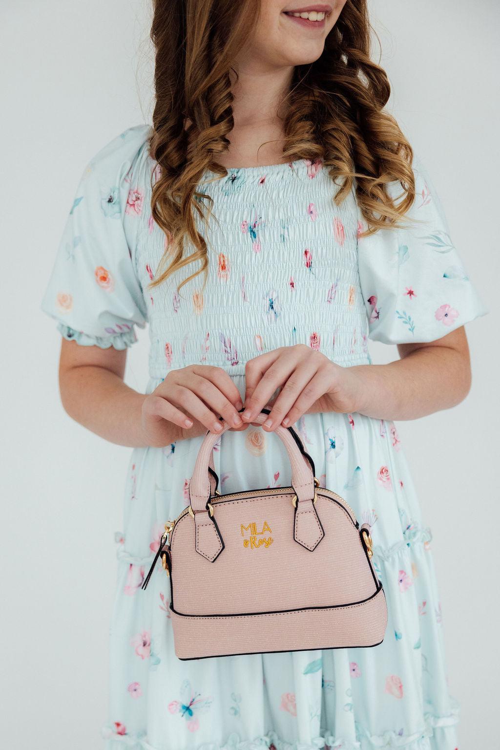 Mila & Rose ® Light Pink Shimmer Girls Crossbody Purse Ideal Gift For Kids - 