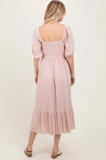PinkBlush Light Pink Smocked Cinched Front Maxi Dress - 