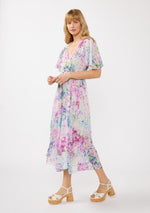 PinkBlush Light Pink Watercolor Floral Flutter Sleeve Midi DressEveretts Place