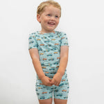 Sweet Bamboo Lightweight Summer Pajama Set for Kids with Surfing Design - 