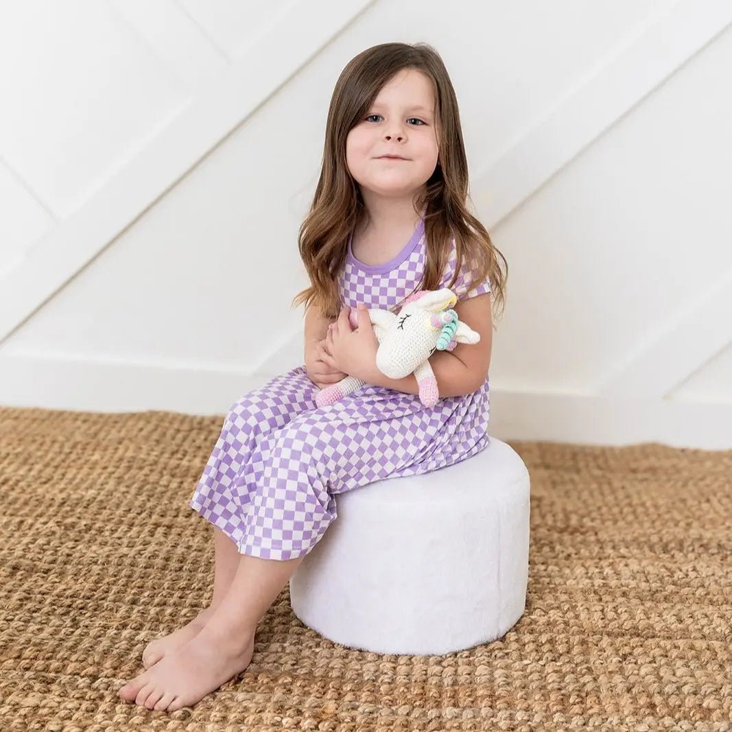Bestaroo Lilac Checks Dress For Toddlers Soft Bamboo Fabric - 