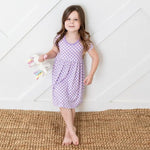 Bestaroo Lilac Checks Dress For Toddlers Soft Bamboo Fabric - 