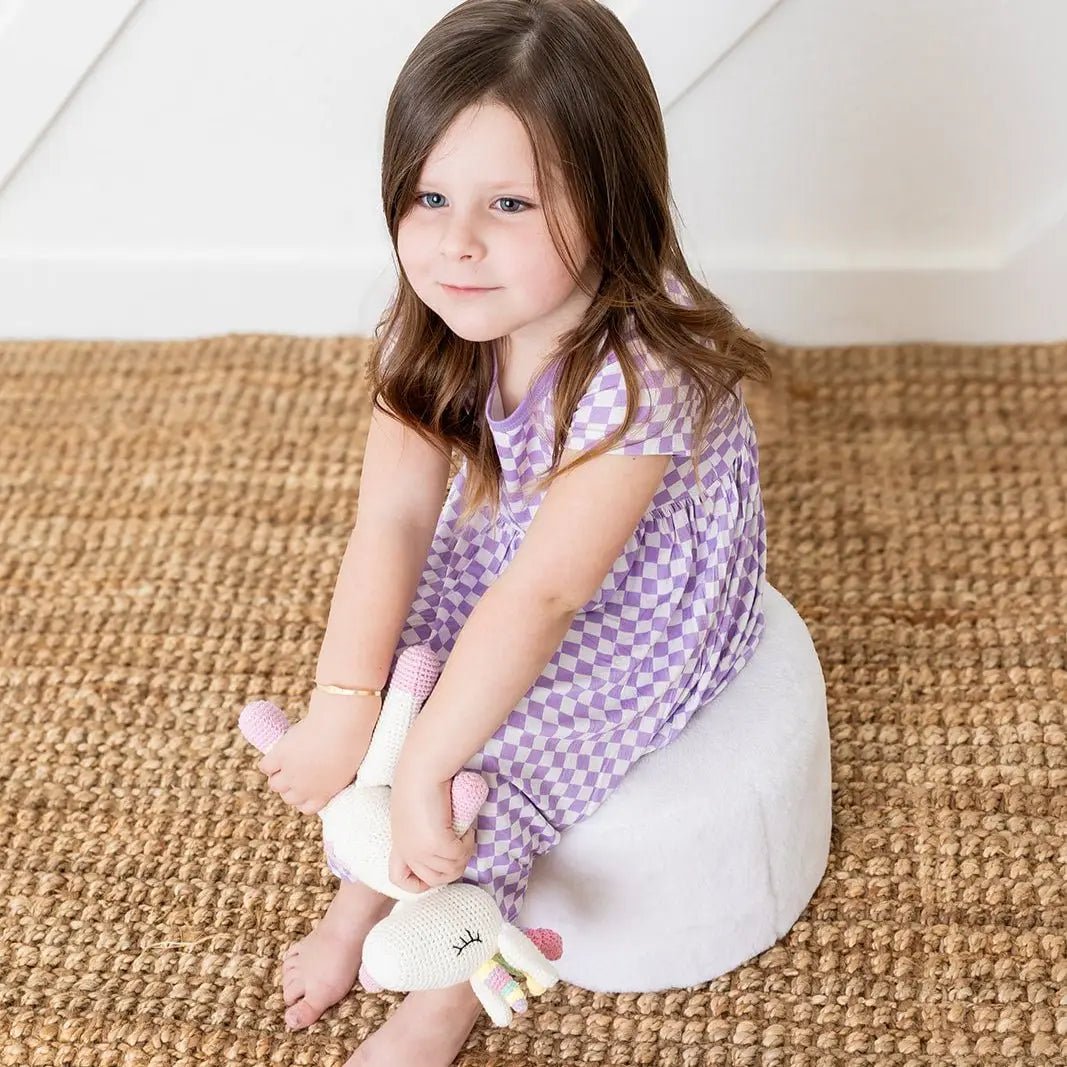Bestaroo Lilac Checks Dress For Toddlers Soft Bamboo Fabric - 
