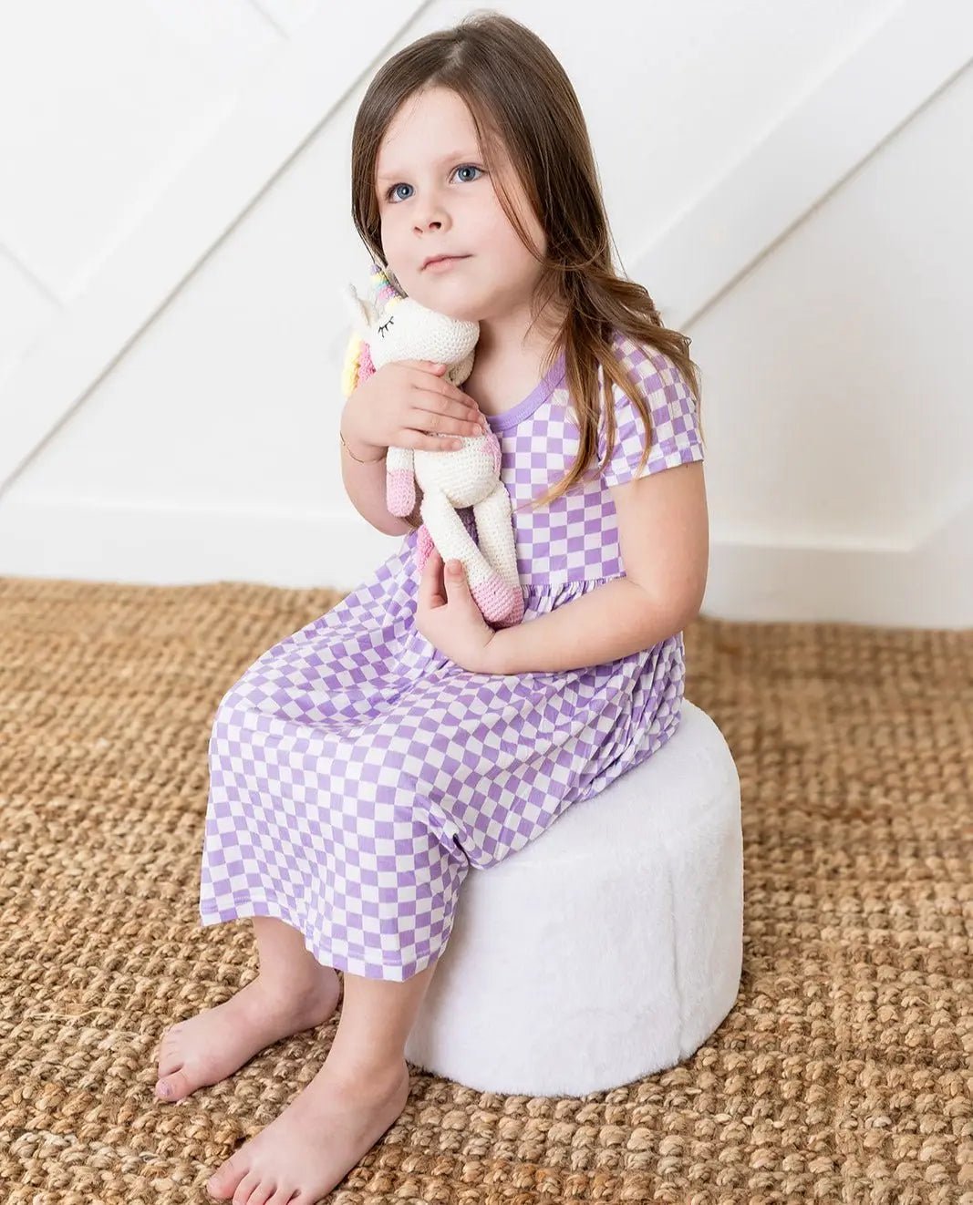 Bestaroo Lilac Checks Dress For Toddlers Soft Bamboo Fabric - 