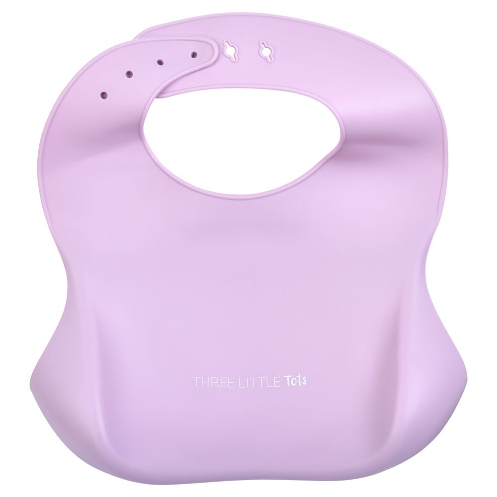 Three Little Tots Lilac Silicone Bib with Crumb Catcher - 