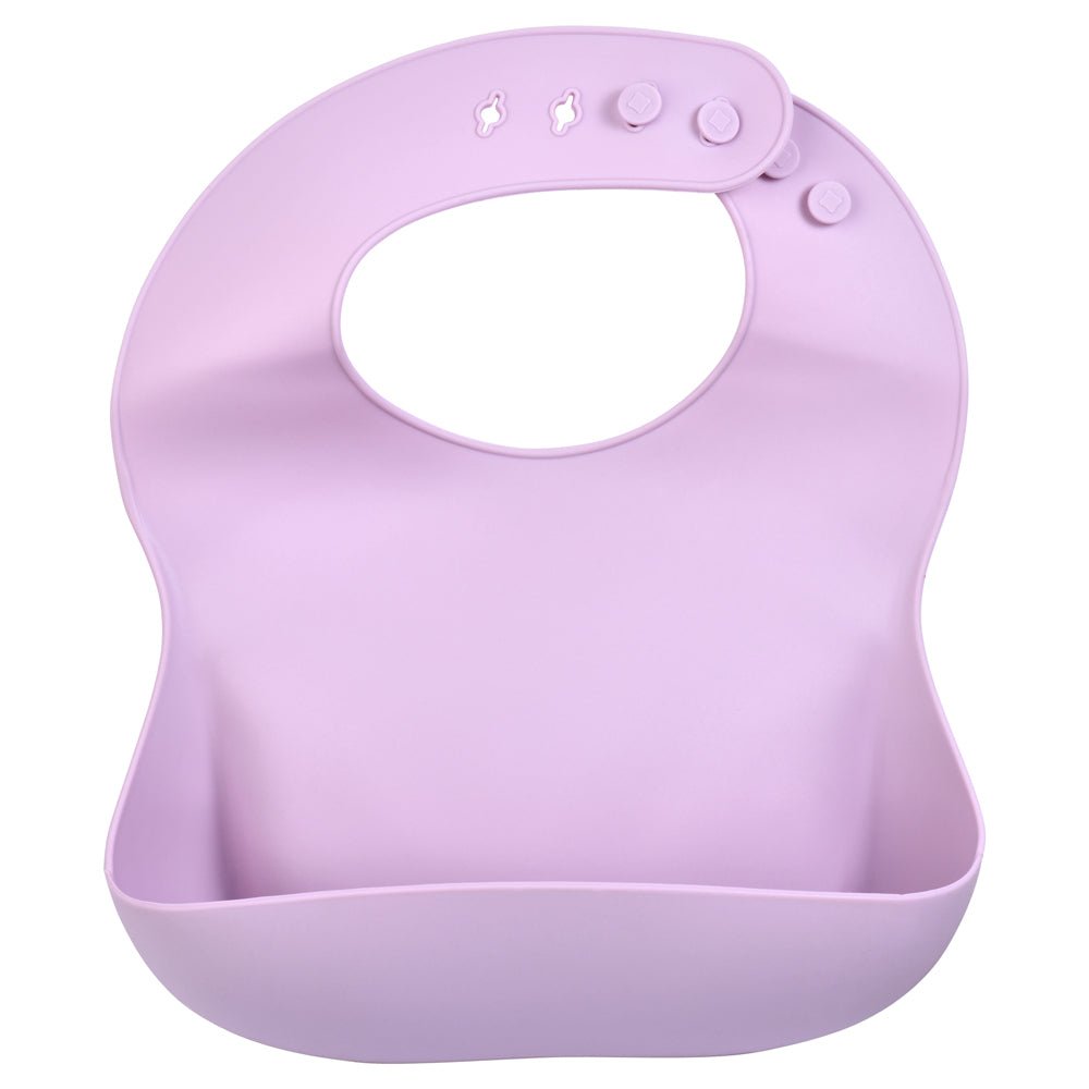 Three Little Tots Lilac Silicone Bib with Crumb Catcher - 