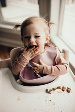 Three Little Tots Lilac Silicone Bib with Crumb Catcher - 