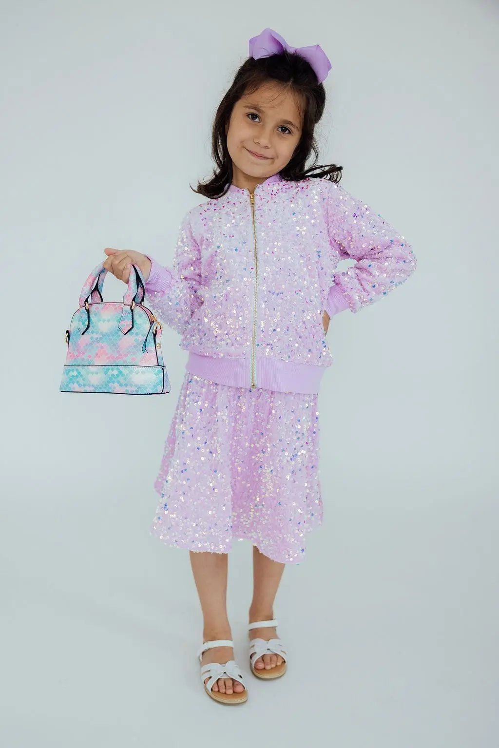 Mila & Rose ® Lilac Velvet Sequin Twirl Skort - 