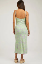 PinkBlush Lime Floral Sleeveless Maternity Midi Dress - 