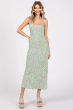 Lime Floral Sleeveless Midi Dress - One-piece garment, Day Dress, Waist, Nightwear, Pattern | Everetts Place