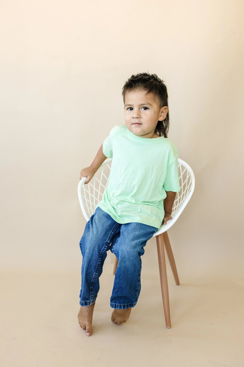 Little Joy Co. Lime Green Bamboo Tee For Kids Soft 6 Months To Size 8 - Everetts Place Boutique - 