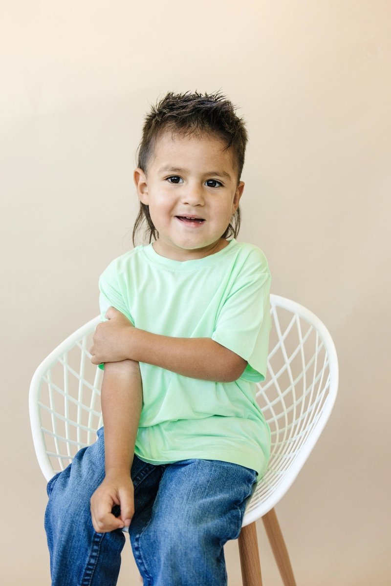 Little Joy Co. Lime Green Bamboo Tee For Kids Soft 6 Months To Size 8 - Everetts Place Boutique - 