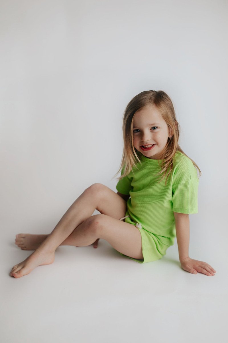 Three Little Tots Lime Green Waffle Set - 