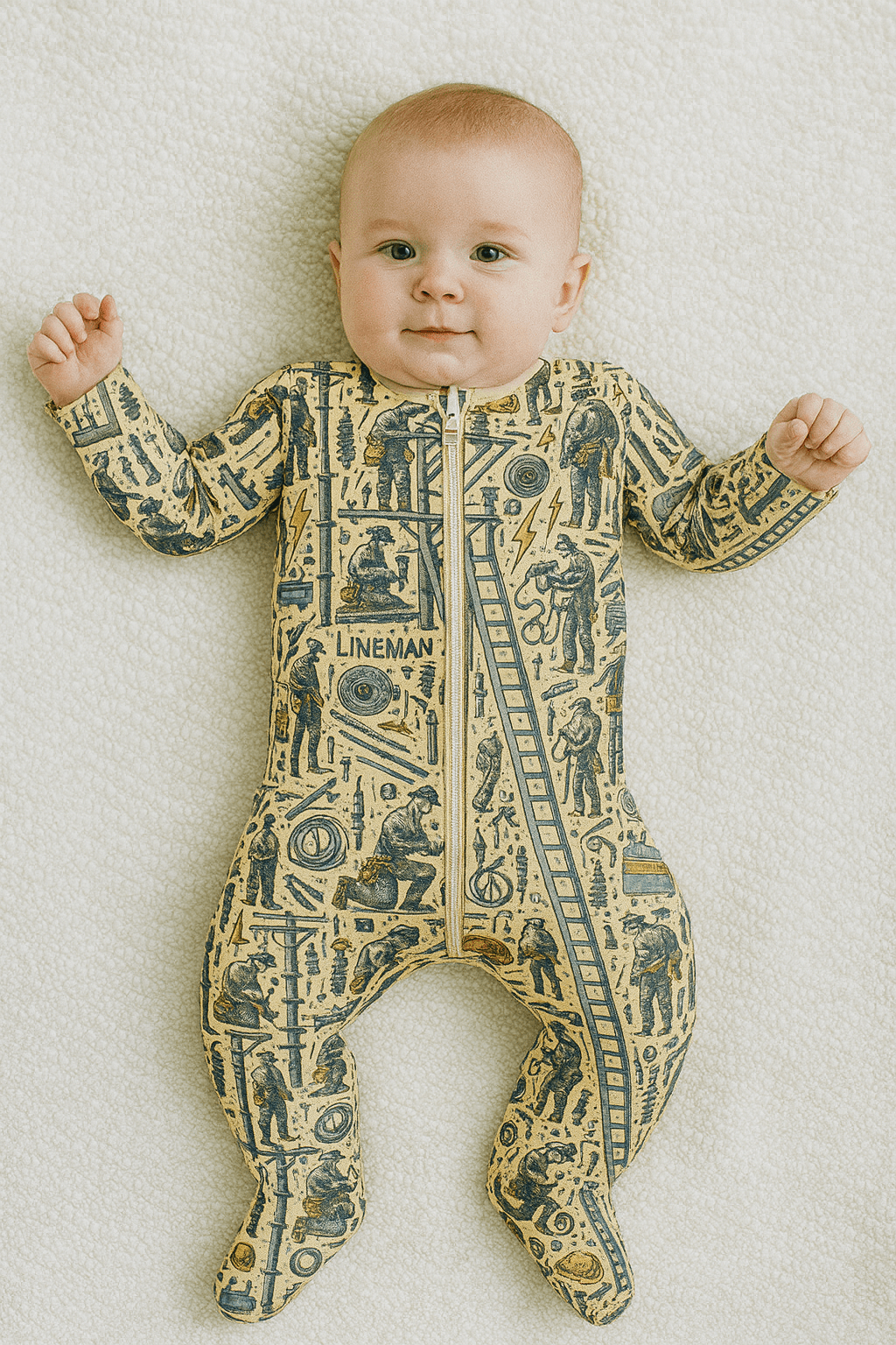 Miller & Co. Lineman Hero, Bamboo Zipper Footie - 