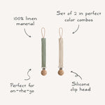 Linen Pacifier Clip, 2-Pack by Mushie