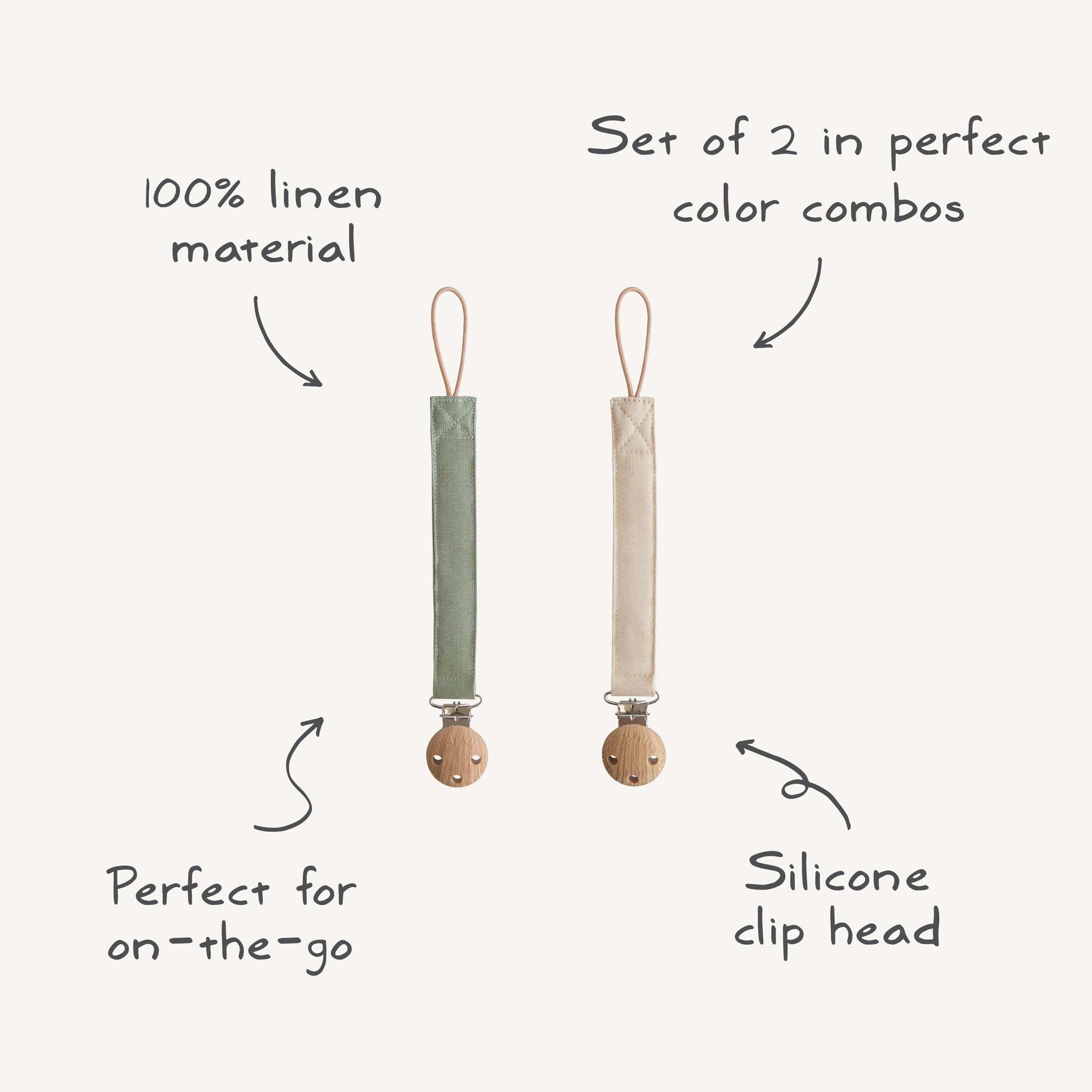 Linen Pacifier Clip, 2-Pack by Mushie