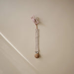 Mushie Linen Pacifier Clip Two Pack with Water Resistant Coating and Faux Wood Silicone Clasp - 