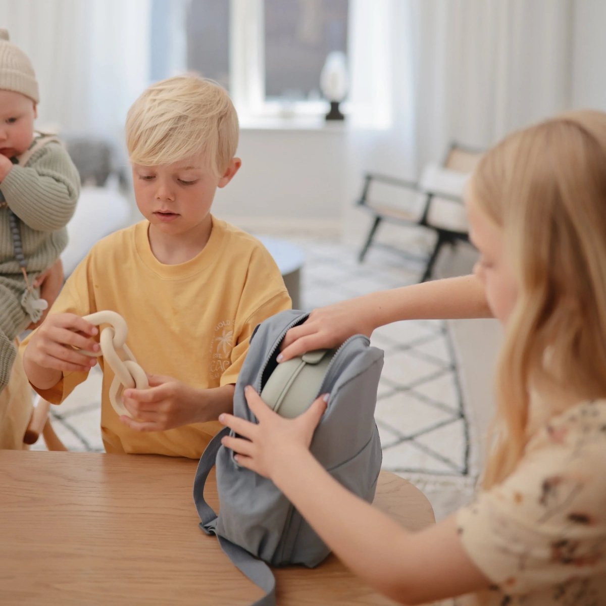 Mushie Links Teether Made from Food Grade Silicone for Sore Gums Relief and Comfort - Everetts Place Boutique - 