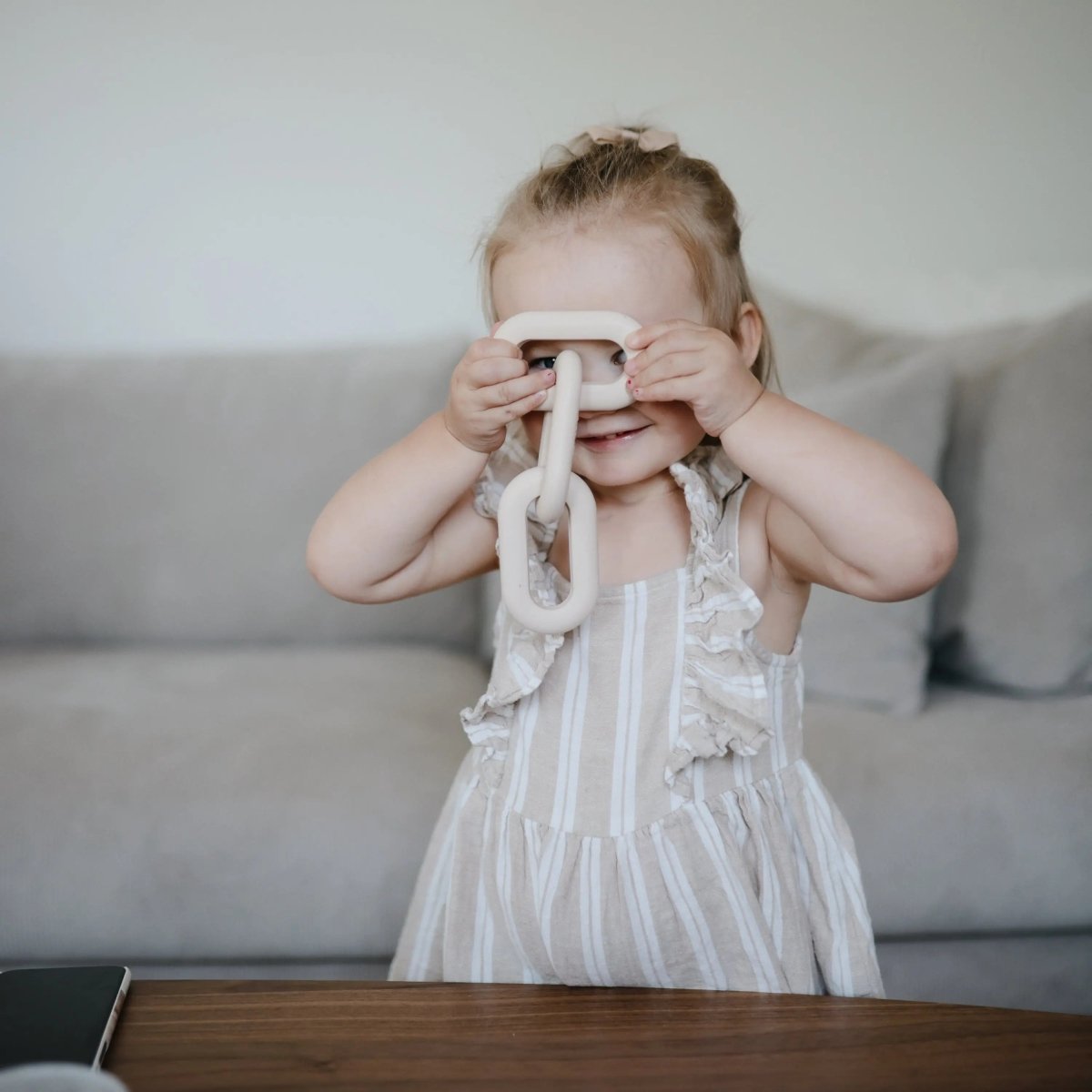 Mushie Links Teether Made from Food Grade Silicone for Sore Gums Relief and Comfort - Everetts Place Boutique - 