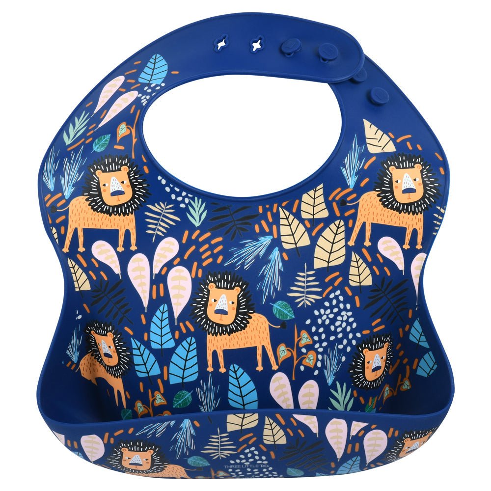 Three Little Tots Lion Silicone Bib with Crumb Catcher - 