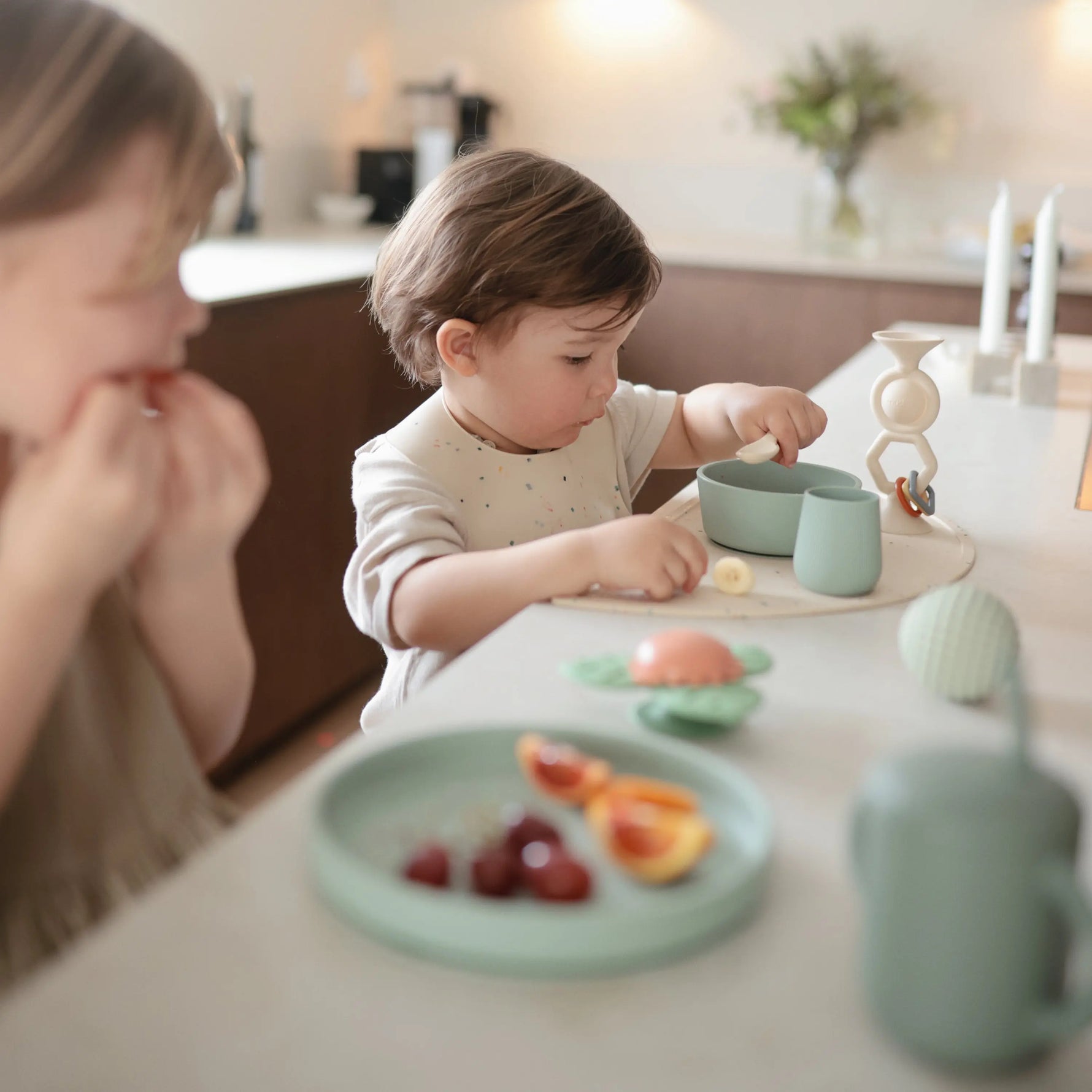 Mushie Silicone Toddler Starter Spoons Non Toxic Food Grade Gentle on Gums Easy Grip Handle - Home & Garden > Kitchen & Dining > Tableware > Flatware > Spoons silicone tableware
