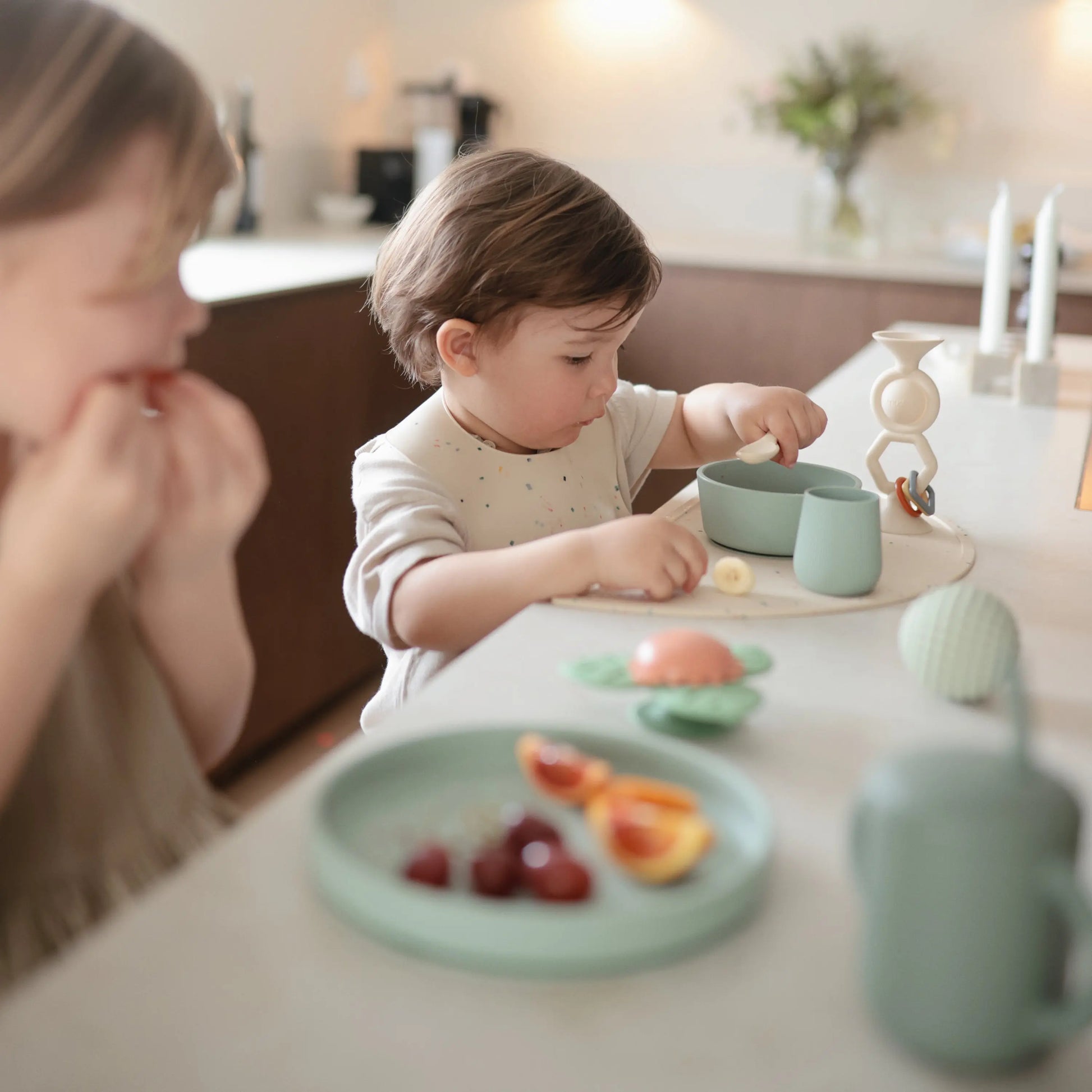 Silicone Toddler Starter Spoons Non Toxic Food Grade Gentle on Gums Easy Grip Handle Mushie