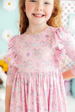 Mila & Rose ® Little Bow Peeps 3/4 Sleeve Ruffle Twirl Dress - 