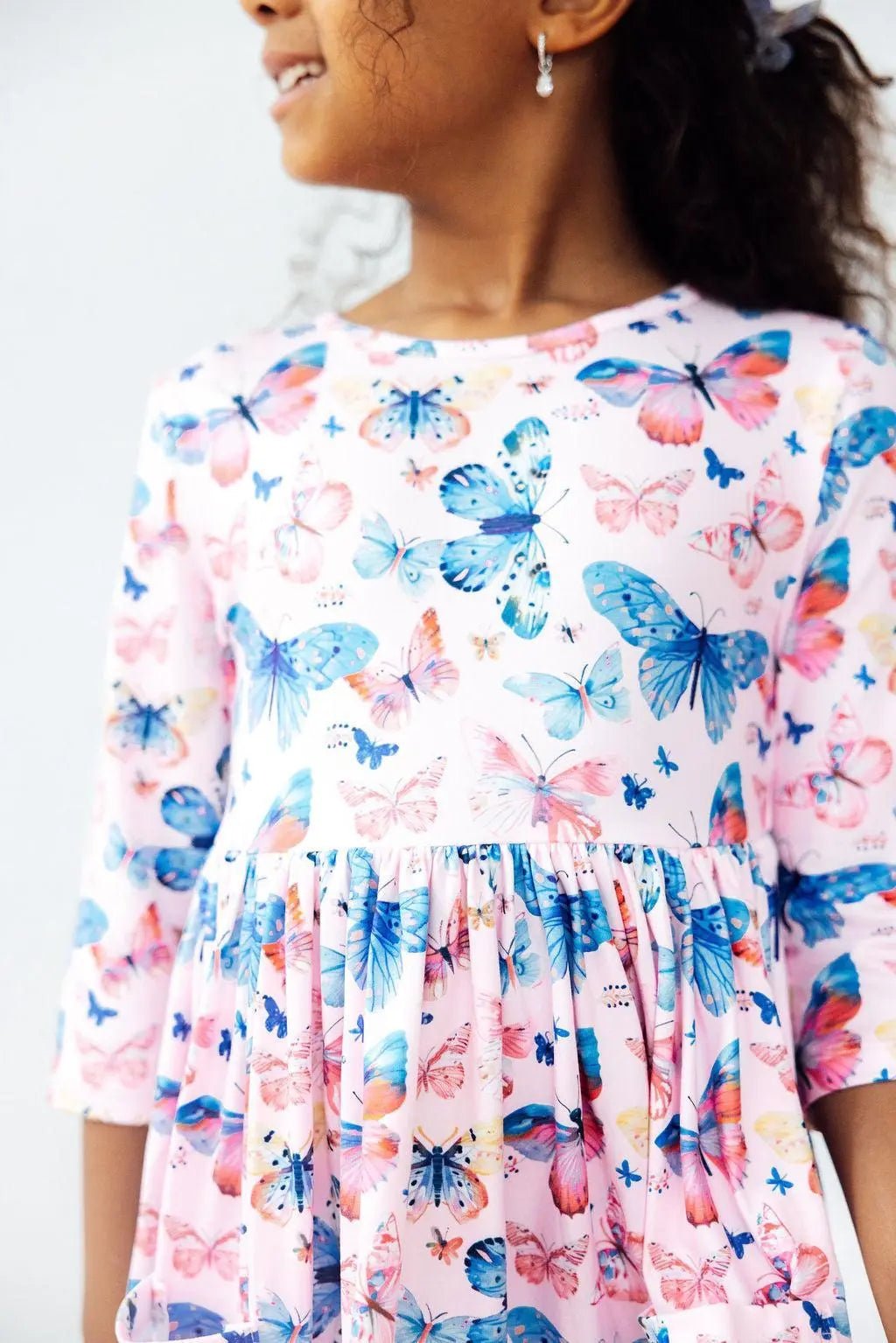 Mila & Rose ® Little Flutters 3/4 Sleeve Pocket Twirl Dress - 