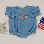 Little Joy Co bamboo viscose bubble romper for baby, soft stretch fabric, comfortable and breathable.