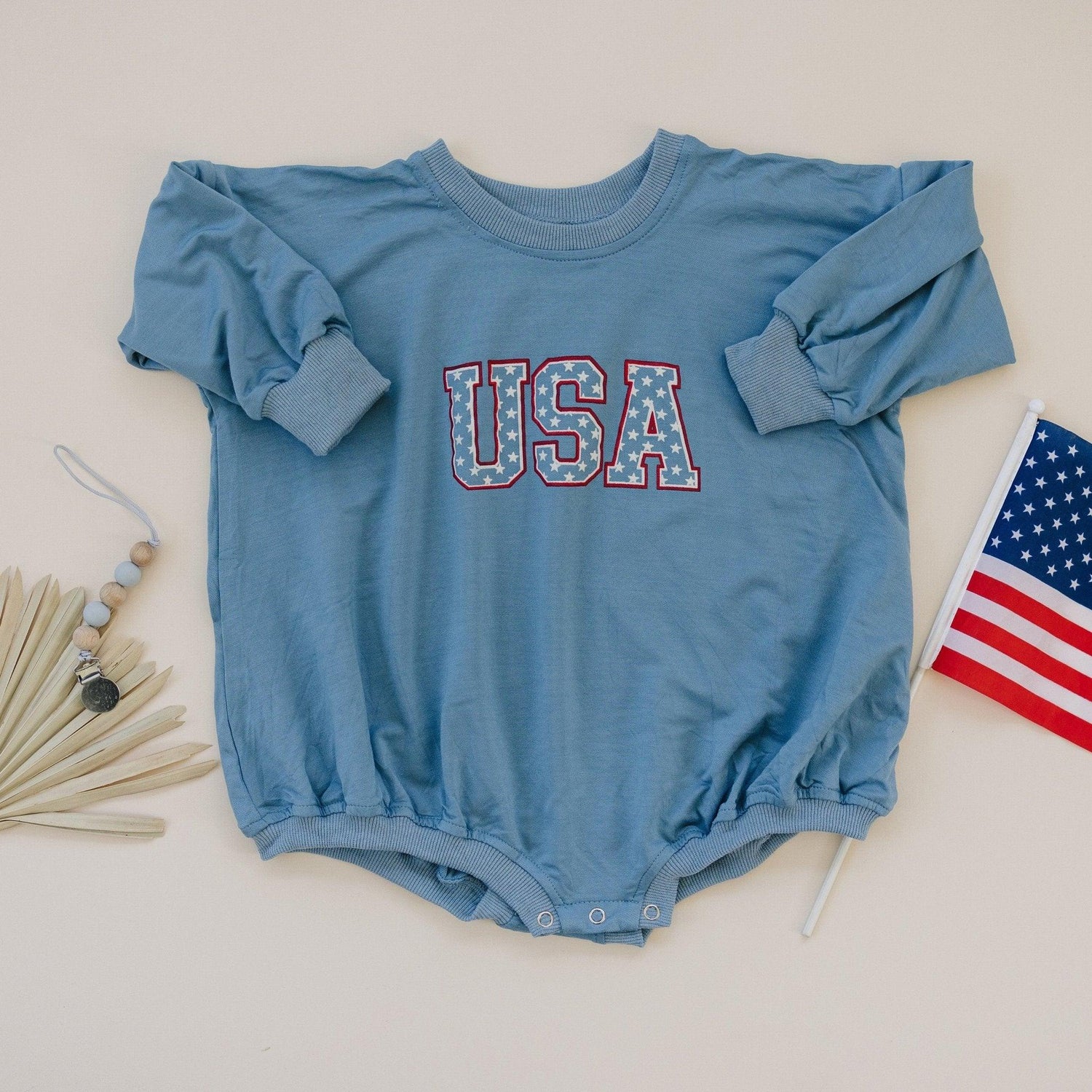 Little Joy Co bamboo viscose bubble romper for baby, soft stretch fabric, comfortable and breathable.