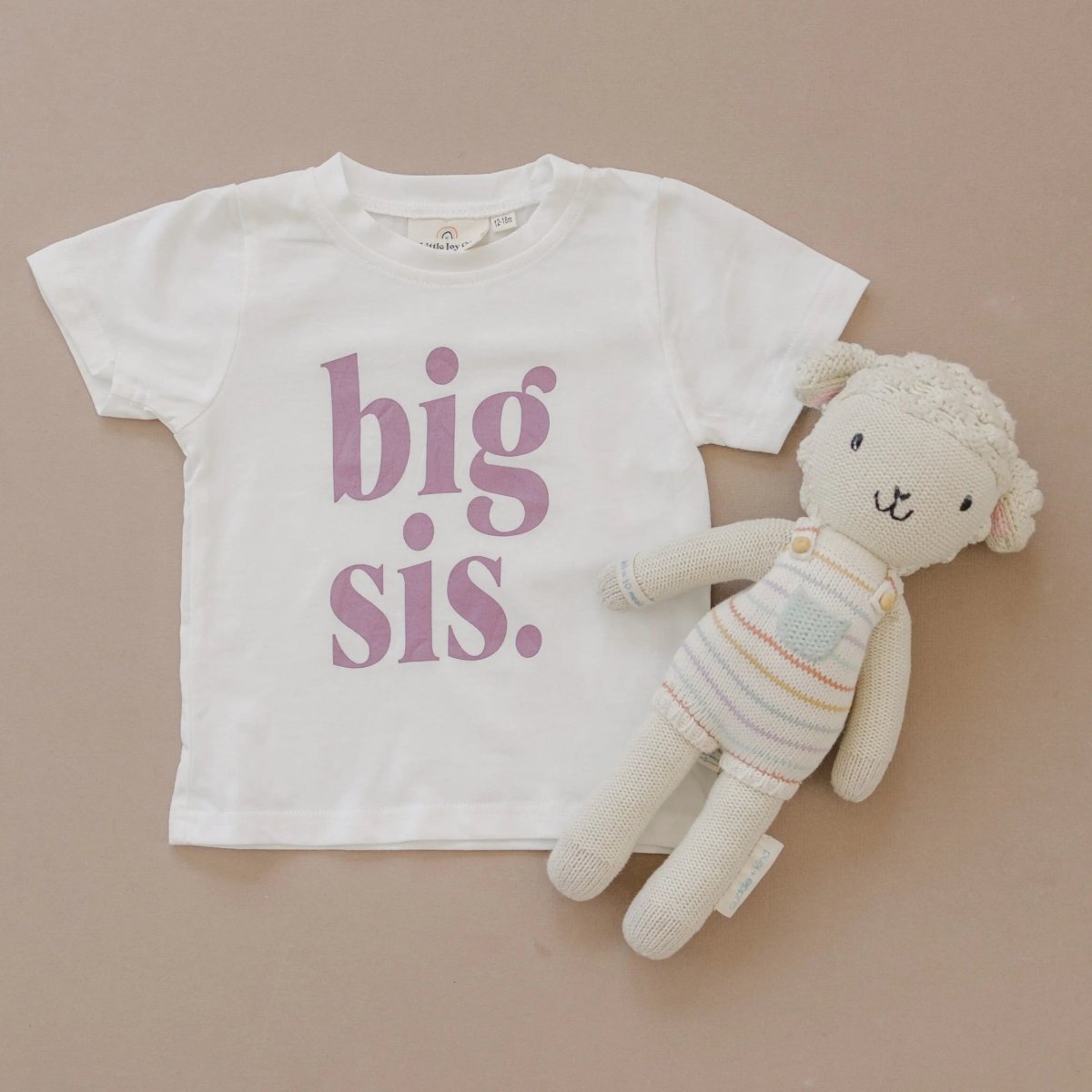 Little Joy Co. Little Joy Co Big Sis Graphic Tee White Cotton Purple Ink - Everetts Place Boutique - 