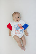 Little Joy Co. Little Joy Co. Colorblock Checkered Flag Smile T-Shirt Romper