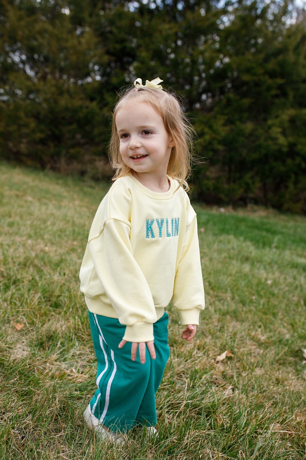 Little Joy Co. baby pants made from soft organic cotton French terry with a subtle stripe pattern.