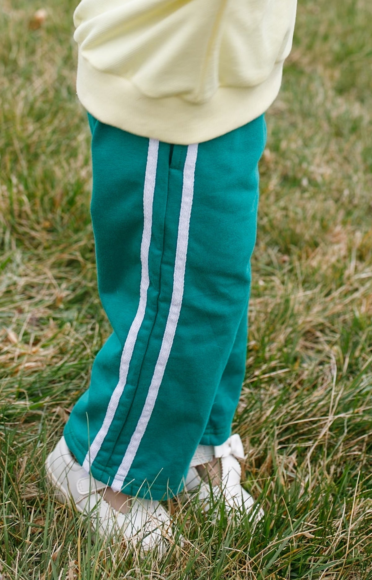 Little Joy Co. baby pants made from soft organic cotton French terry with a subtle stripe pattern.