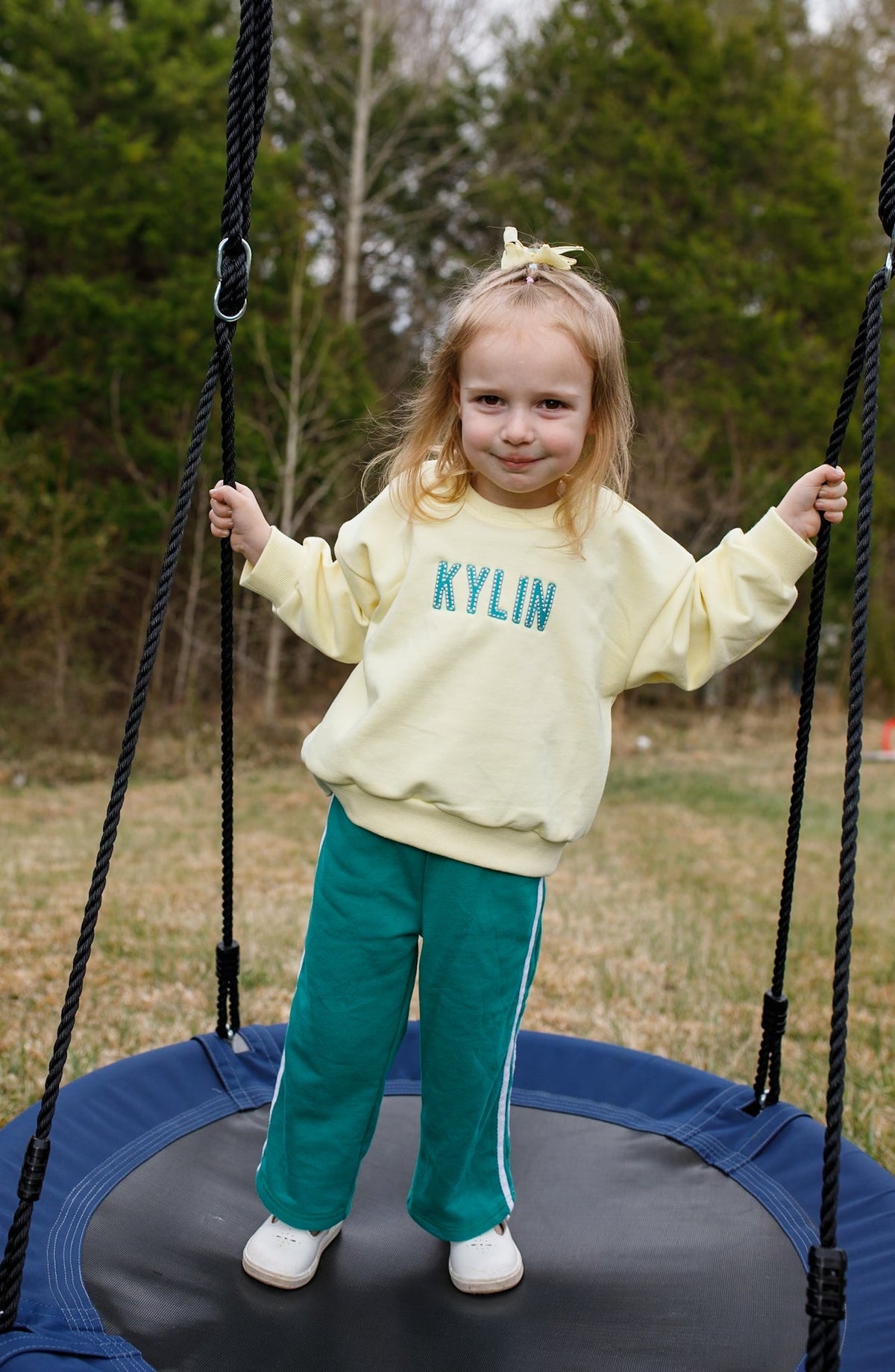 Little Joy Co. baby pants made from soft organic cotton French terry with a subtle stripe pattern.