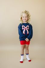 Little Joy Co. Little Joy Co. Tulip Print Sweatshirt with Bow Applique