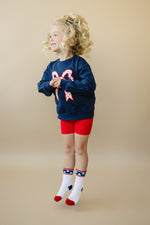 Little Joy Co. Little Joy Co. Tulip Print Sweatshirt with Bow Applique