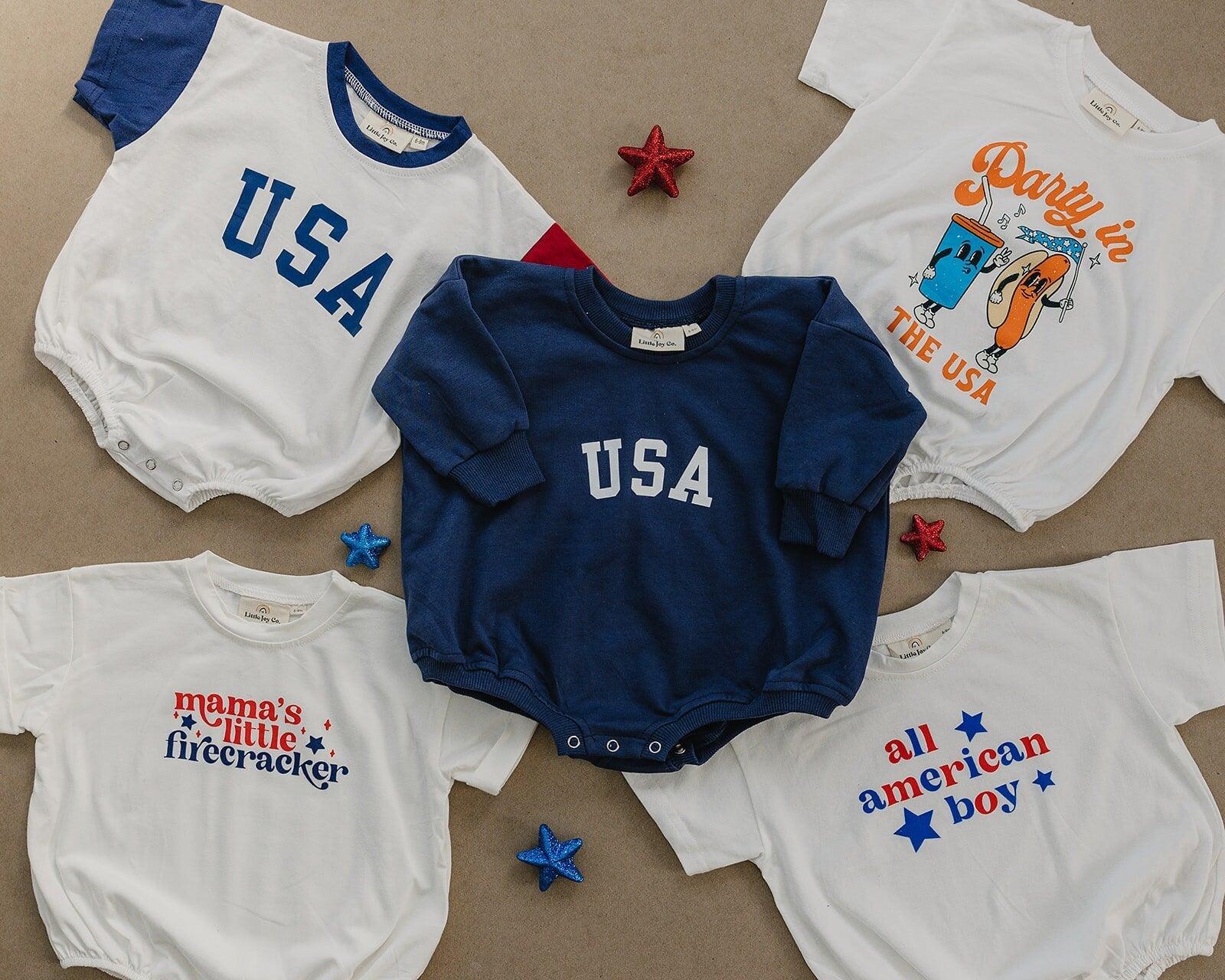 Little Joy Co. Little Joy Co. USA Ultra Soft Terry Sweatshirt Romper for Babies