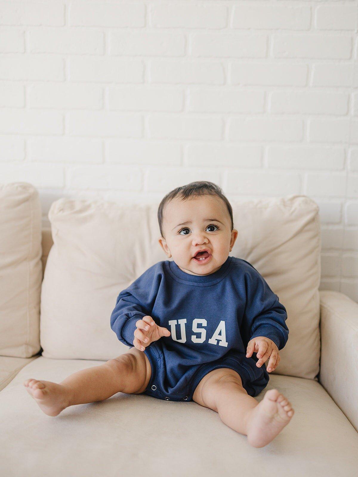 Little Joy Co. Little Joy Co. USA Ultra Soft Terry Sweatshirt Romper for Babies