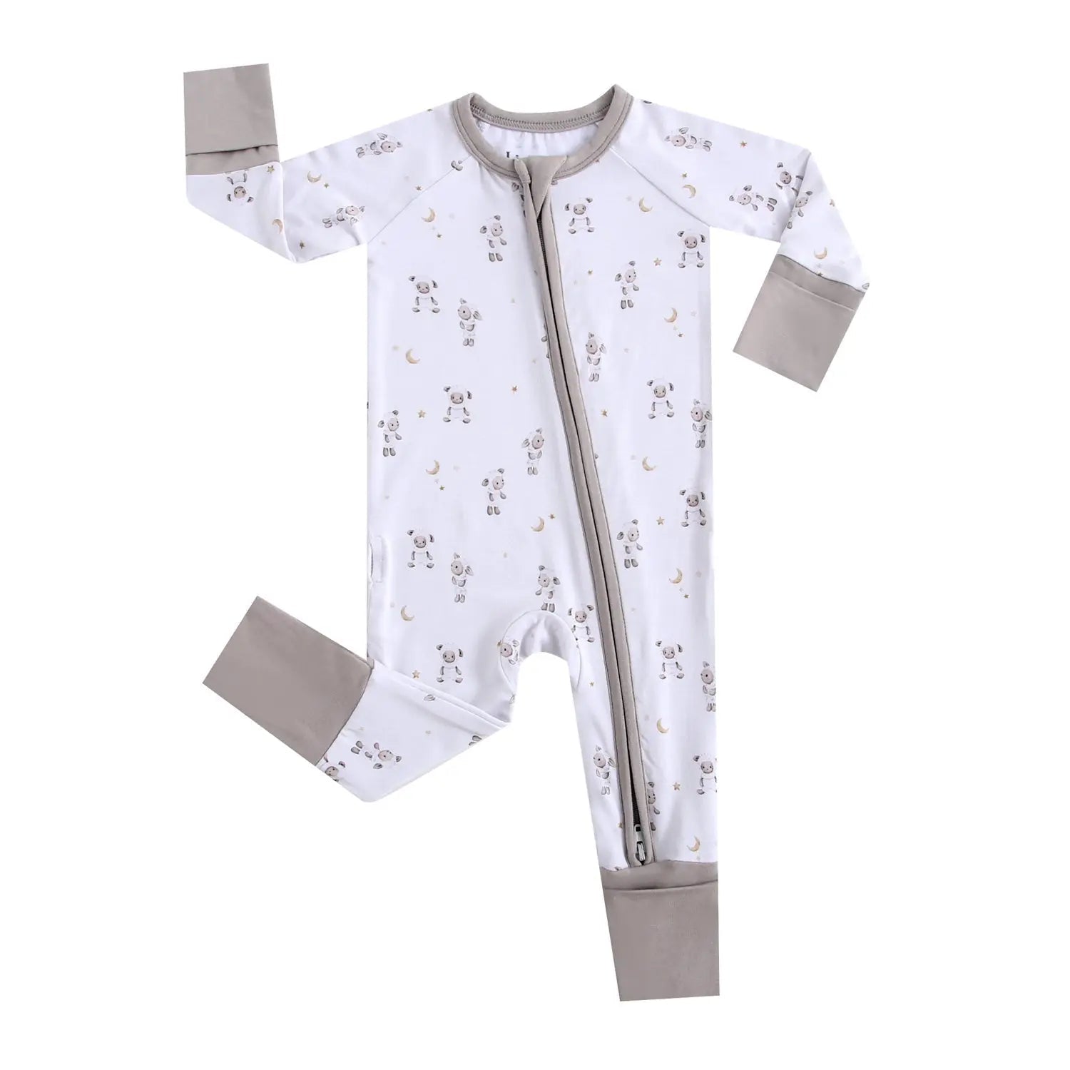 Luxie Charm Little Lamb Zippered Baby Romper - 