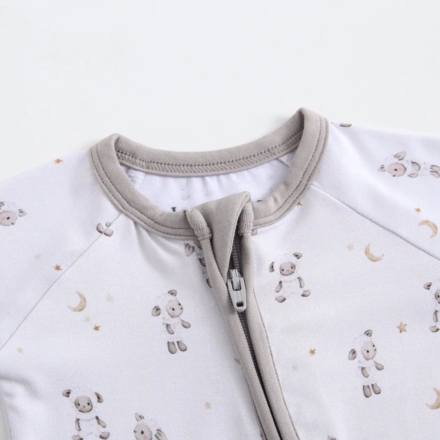 Luxie Charm Little Lamb Zippered Baby Romper - 