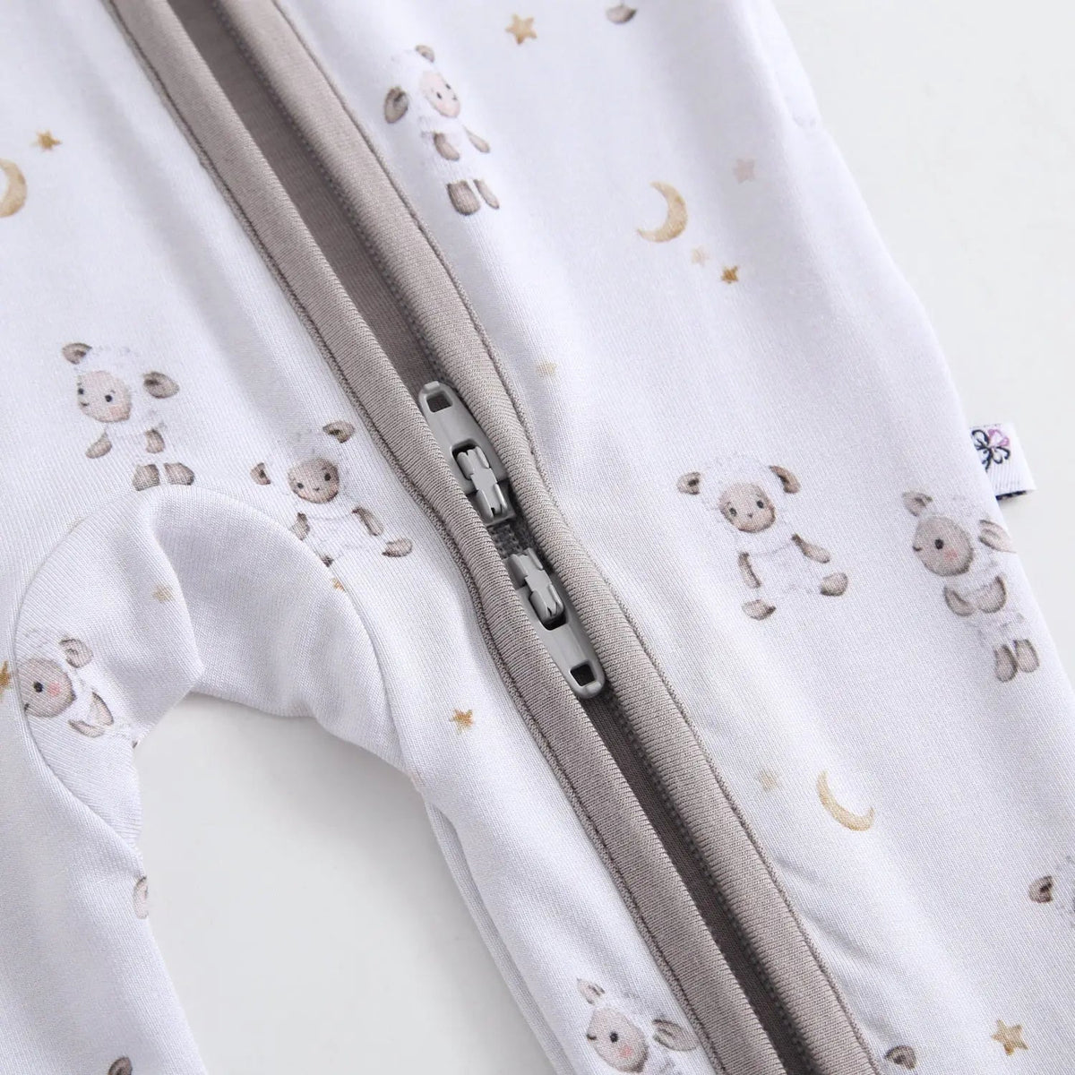 Luxie Charm Little Lamb Zippered Baby Romper - 